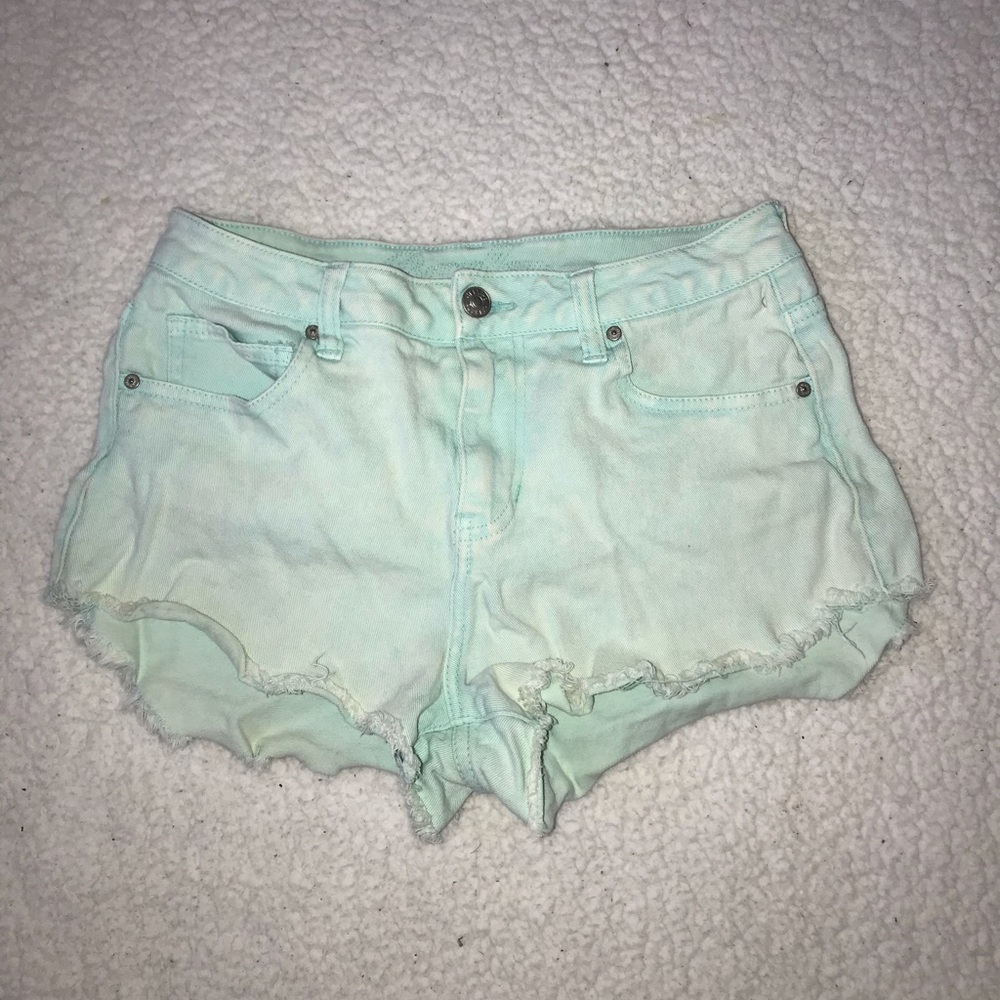 light blue distressed shorts